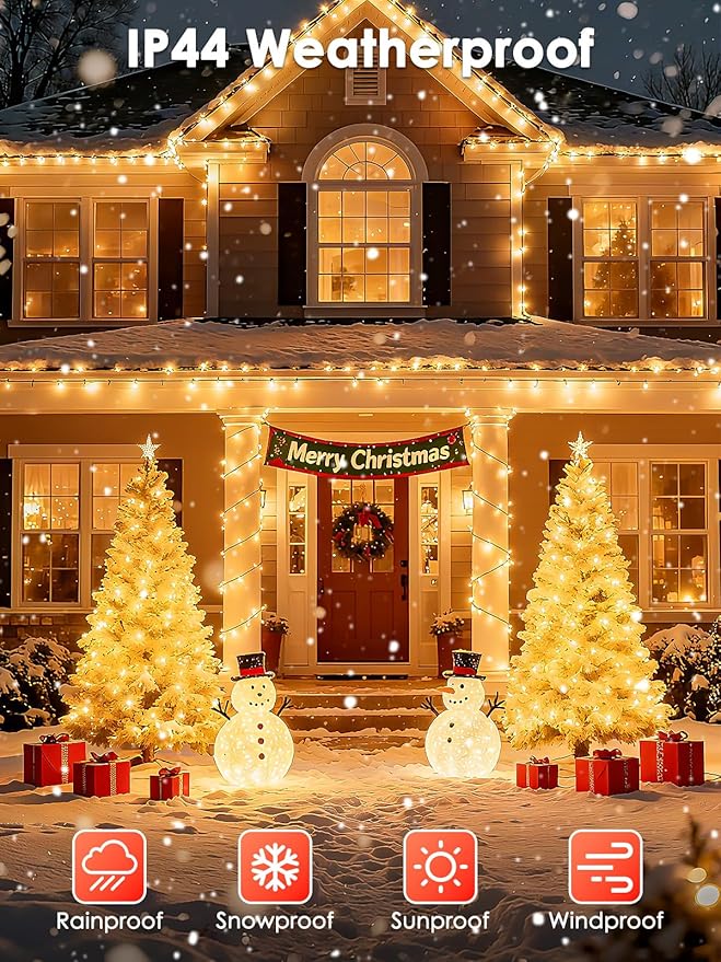 2025 New Voice Control Connectable 2PK 164FT 400LED Christmas String Lights Indoor Outdoor with Remote | Smart Twinkle String Lights 12 Modes & Timer for Xmas Tree Decor (Warm White)