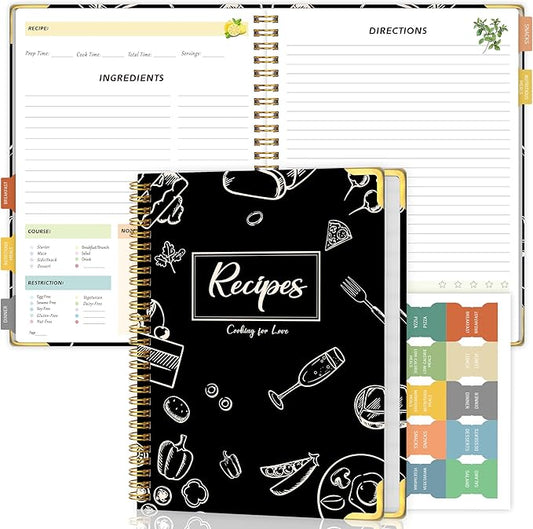 GOLDPEI Blank Recipe Book to Write in Your Own Recipes, Blank Cookbook with 175 Pages for Family Cooking Lover, Recipe Notebook with Tab Sticker Sheets, Recipe Journal, Hardcover, 7.5" x 9.5"