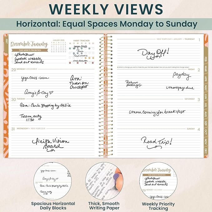 bloom daily planners 2026 Planner (January to December) - 8.5” x 11” Weekly & Monthly Dated Agenda Organizer Book with Stickers & Tabs - Flexible Soft Cover - Moments of Grace