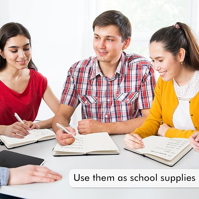 feela 12 Pack Notebooks Journals Bulk with 12 Black Pens, A5 Hardcover Notebook Classic Ruled Journal Set with Pen Holder for School Business Work Travel Writing, 120 GSM, 5.1”x8.3”, Black