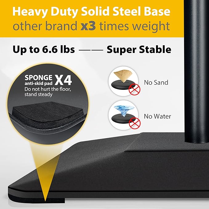 3 Packs Heavy Duty Pedestal Poster Sign Stand, 11"x17" Adjustable Floor Standing Sign Holder with 6.6Lbs Solid Steel Base for Vertical and Horizontal View Sign Displayed Stands, Black