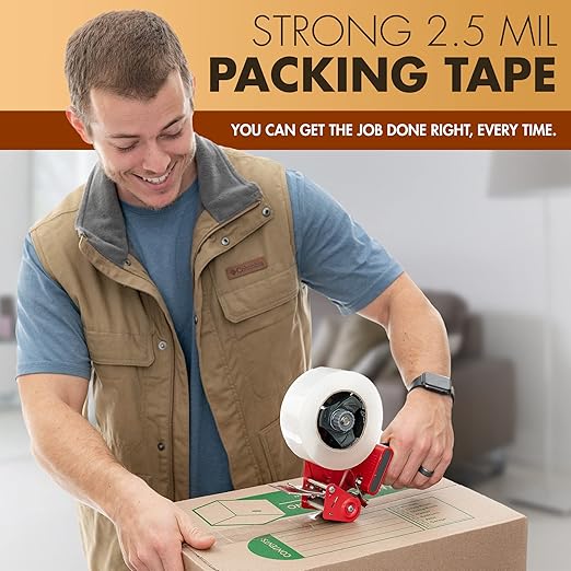 Packstrong Industrial Grade Clear Packing Tape 48 Rolls - 110 Yards per Roll - 3" Wide x 2.5 mil Thick, Acrylic Adhesive Heavy Duty Tape for Box Office Moving Packaging Shipping