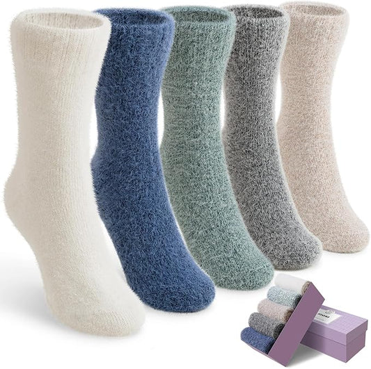 5 Pairs Fuzzy Soft Cozy Comfortable Socks for Women, Casual Sleep Comfy Socks, Perfect Warm Winter Gifts for Women
