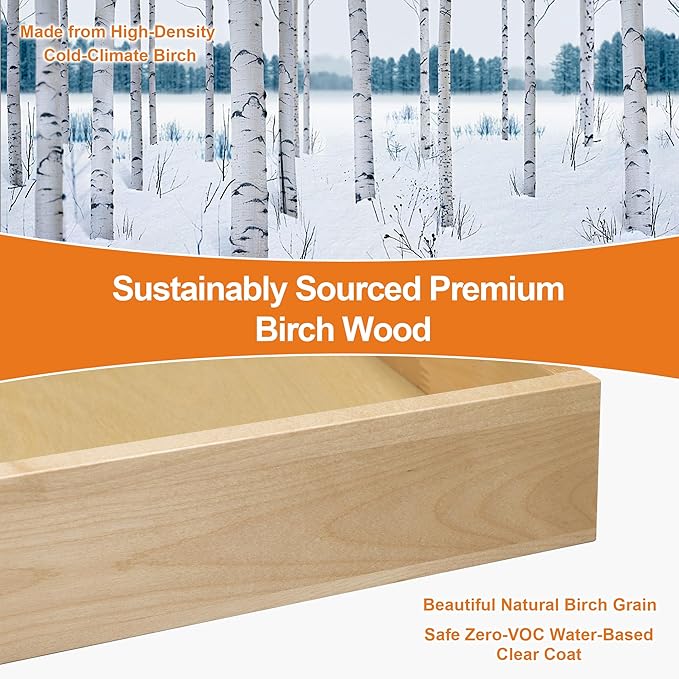 ALINE FURNITURE Birch Pull Out Drawers for Cabinets, 32" W x 21" D Slide Out Shelves for Kitchen Cabinets, Fits 33" Opening, Soft-Close 75-lb Slides, with Pre-Drilled Wood Template, Cabinet Organizer