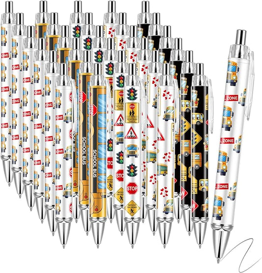 30 PCS School Bus Pens Bulk, Back To School Supplies Pens Teachers Pen with 1mm Black Ink Replaceable Ballpoint Pen Refill for Men Women Office Supplies (Bus Driver,30)