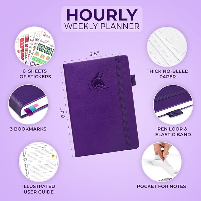 Clever Fox Planner Schedule – Undated Weekly & Monthly Life Planner with Time Slots, Appointment Book & Daily Organizer, A5 (Purple)