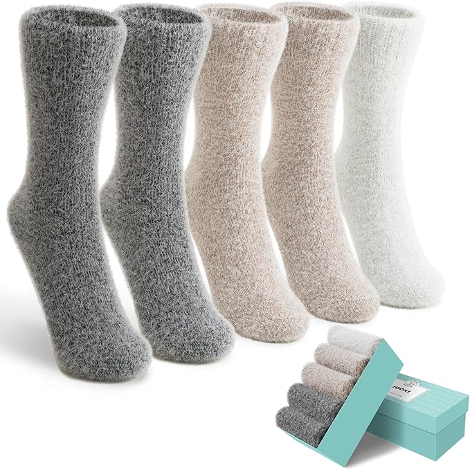 5 Pairs Fuzzy Soft Cozy Comfortable Socks for Women, Casual Sleep Comfy Socks, Perfect Warm Winter Gifts for Women