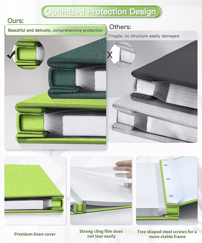 Popotop Photo Album Self Adhesive Scrapbook Album for 4x6 5x7 8x10 Pictures DIY Photo Book as Scrapbooking Supplies Kits, Birthday Gifts for Women Mom Wedding Baby Family Travel