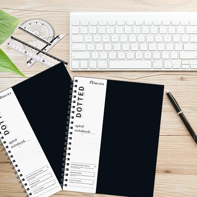 Dotted Journal Spiral Notebook 8.5" x 11"-4 Pack Dot Grid Notebook Hardcover Notebook 120 Pages 100 GSM Thick Dotted Paper Notebook Hardcover Journal for School, Office, Artist