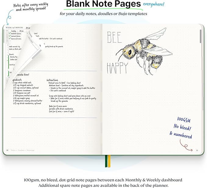 Roterunner Purpose Planner Notebook B5 7.5”x9.8” Undated Planner 2025 Daily Weekly and Monthly Productivity Goal Setting Tool for Work Home ADHD Planner for Adults Self Care Journal