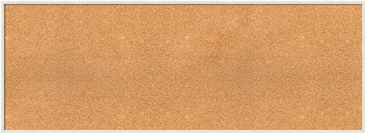 Amanti Art Natural Cork Board for Wall, 19x51 Vision Board with White Frame, Oversize Corkboard Office Decor for Home Organization, Modern Corkboard Pinboard to Display Items for Home Organization in