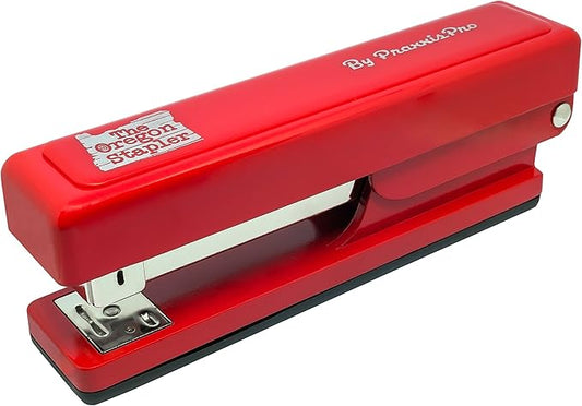 The Oregon Stapler, Built in USA, Built-in Staple Remover, Staples 2 to 25 Sheets, includes Box of 1,250 "Powerhouse" Standard 26/6 Staples, for Home, School or Office, Red