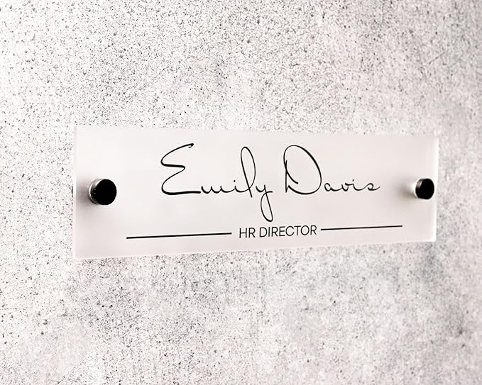 Name Plate For Wall or Door - Name Sign For Office (Frosted Acrylic)