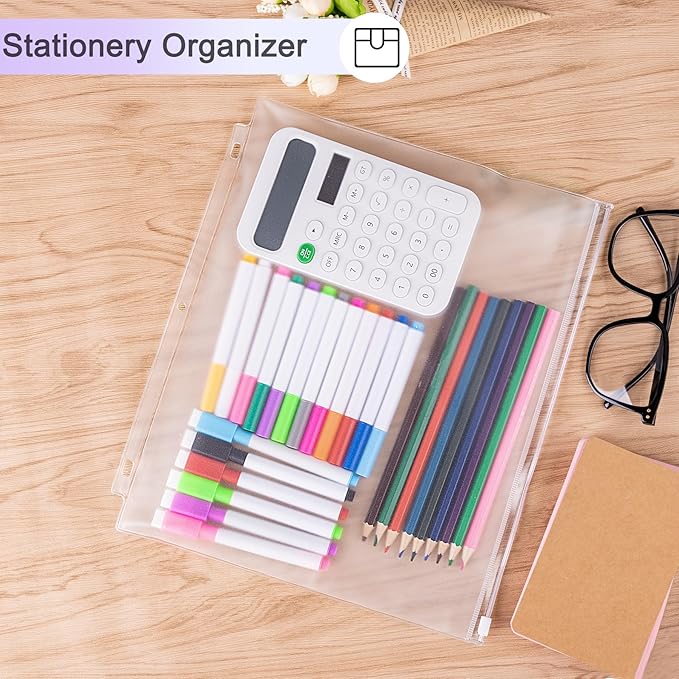 Antner 18 Pack Clear Letter Size Binder Pockets 3 Ring Binder Zipper Pouch Document Organizer, Waterproof PVC 3-Hole Loose Leaf File Bags Insert Sleeves Page Sheet Protectors Business Office Supplies