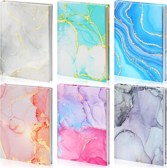 Yexiya 6 Pcs Stretchable Book Cover Jumbo Fabric Book Covers Colorful Pattern Book Protector Washable Reusable Protective Textbook Cover for Hardcover Textbooks up to 9 x 11 in (Marble Pattern)