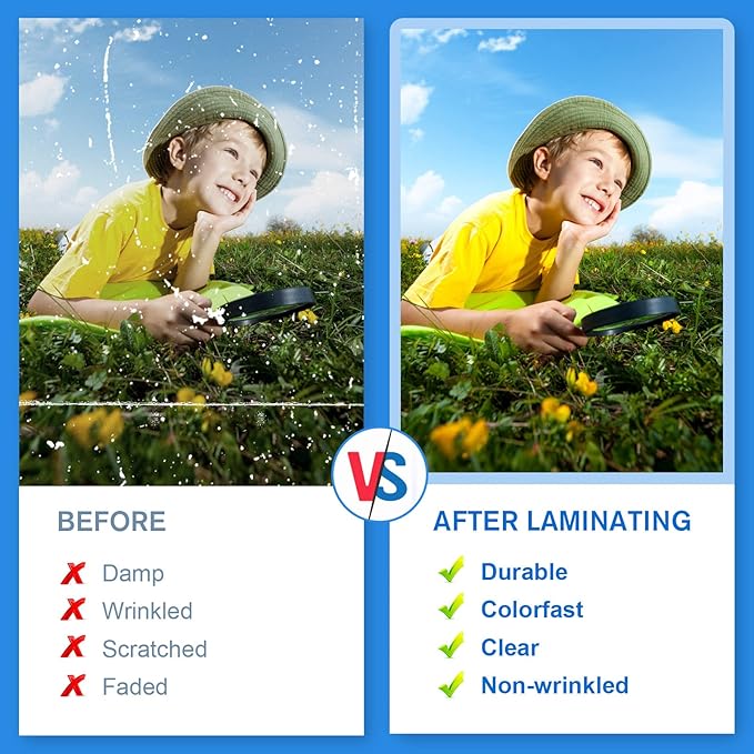 KTRIO 100 Pack Thermal Laminating Sheets 5 Mil, Hold 5 x 7 inch Photo Laminate Pouches for Laminator, Clear Lamination Paper Protection 5.3 x 7.4 inch, Round Corner, Home & Office