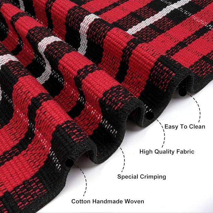 Christmas Front Door Mat Outdoor 2'X4.3', Red Buffalo Plaid Porch Rug Machine Washable Kitchen Rug Entryway Carpet Layered Door Mats Indoor/Outdoor Cotton Area Rug Runner for Bedroom