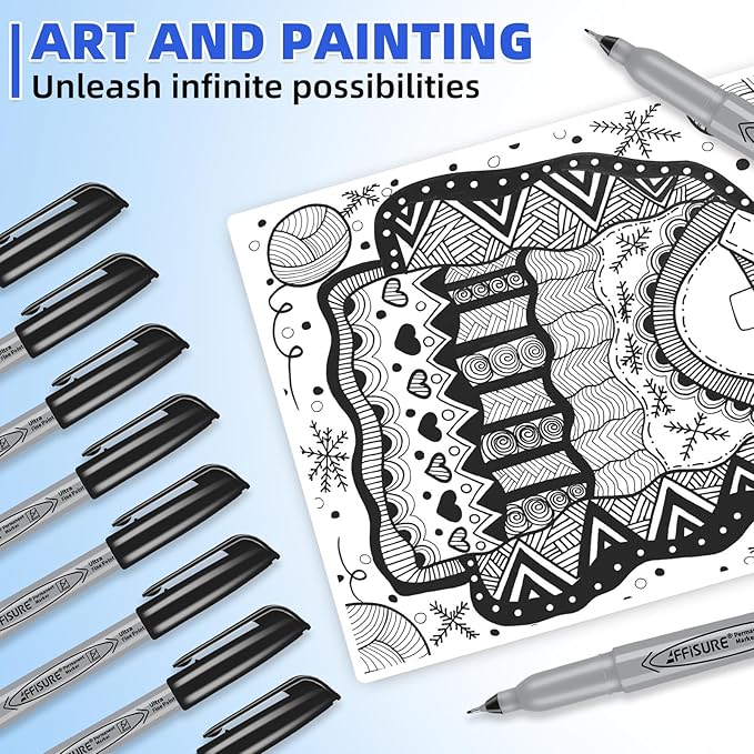 Permanent Markers, Ultra Fine Point,Black,100 Count, 0.4mm, Fine tippermanent marker set, quick dry,waterproof, fading resists, durable,marks on paper, glass, ceramic, plasticwood, rock, metal