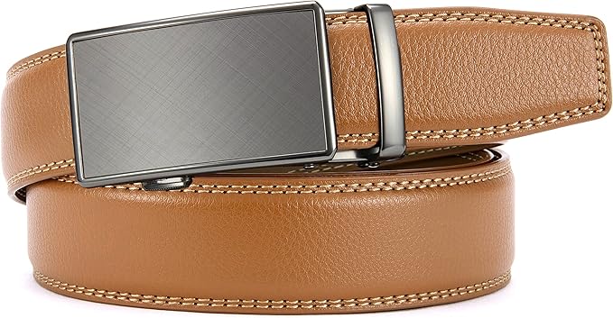 CHAOREN Mens Belt - Mens Ratchet Belt Leather 1 3/8" for Dress Pant - Micro Adjustable Belt Fit Everywhere