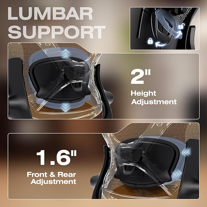 ELABEST X100 Ergonomic Office Chair with Footrest, Big and Tall Home Desk Chair with 5D Flip-Up Arms, Adjustable 10D Lumbar Support,High Back Rolling Computer Chair, Swivel Mesh Chairs