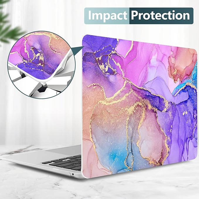 DONGKE Compatible with MacBook Air 13 inch Case 2021 2020 2019 2018 Release A2337 M1 A2179 A1932 with Retina Display & Touch ID, Plastic Hard Shell & Keyboard Cover - Fluid Art X255