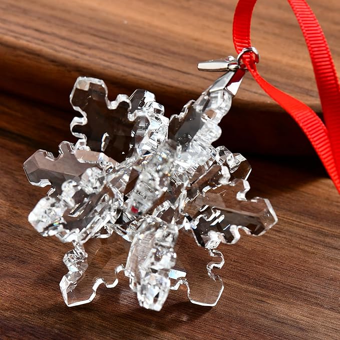 Annual Edition 3D Ornament 2025,Christmas Tree Ornaments Crystal Sun Catcher Home Hanging Decor (3D-Clear)