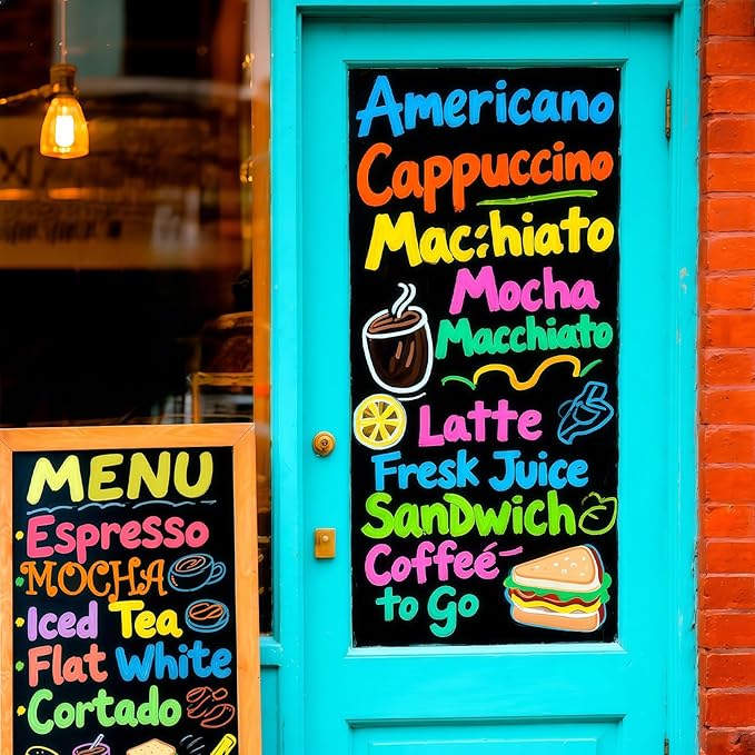 BainGesk 30 Colors Liquid Chalk Markers, Dust-Free Erasable Pens for Blackboards, Chalk Markers for Chalkboard, Windows, Glass, Mirror, Acrylic Dry Erase Board, 6mm Reversible Bullet & Chisel Tip