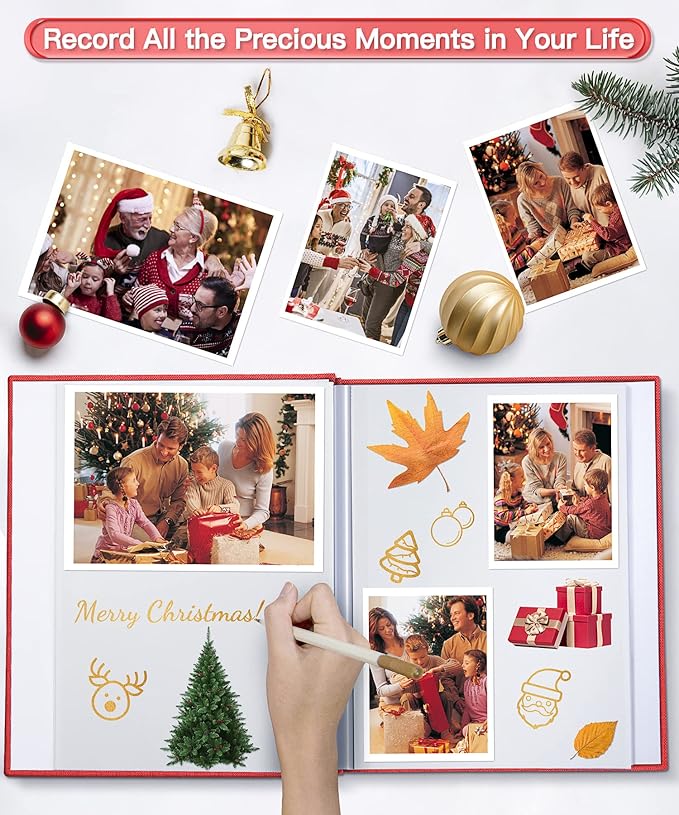 Popotop Photo Album Self Adhesive Scrapbook Album for 4x6 5x7 8x10 Pictures DIY Photo Book as Scrapbooking Supplies Kits, Birthday Gifts for Women Mom Wedding Baby Family Travel