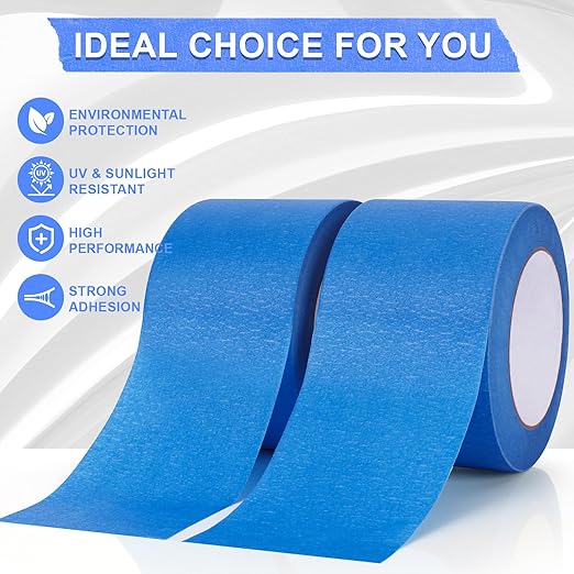 NEOACT 10 Rolls Blue Painters Tape 3 Inches, 55 Yards Multi-Surface Masking Tape Bulk Blue Wide Roll,No Residue Painters Tape for Wall Painting,Packing,DIY Crafts,3 Inch x 55 Yards(550 Yards Total)