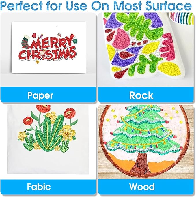 Glitter Marker Pens, 12 Colors Metallic Shimmer Glitter Markers Paint Pens, Glitter Art Marker for Kids Adults DIY Crafts Greeting Birthday Cards Making Poster Album Scrapbooking Wood