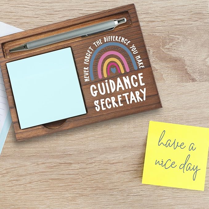 Guidance Secretary Gifts Sticky Note Holder, Thank You Gift for Counseling Secretary, School Support Staff, or Office Assistant, Education Appreciation Week, Graduation or Holiday Recognition PB028