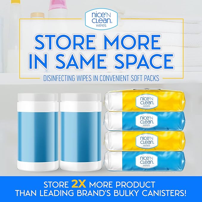 Nice 'N Clean Disinfecting Surface Wipes 72ct | Cleans & Disinfects Home & Kitchen Surfaces | Lemon Scent