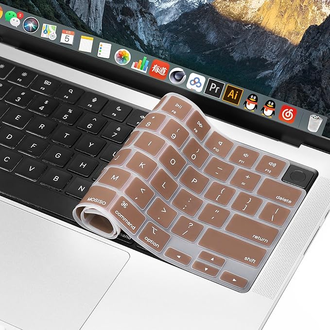 MOSISO Keyboard Cover Skin Compatible with MacBook Air 15 inch M3 A3114 M2 A2941/Air 13.6 A3113 A2681/Pro 14/16 M4 M3 M2 M1, Caramel Brown