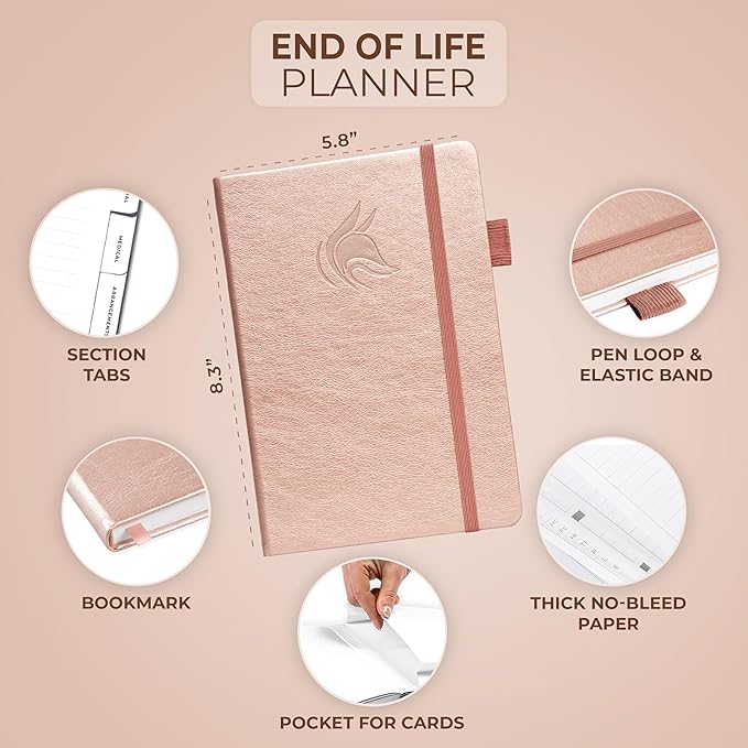 Clever Fox End of Life Planner – Final Arrangements Organizer for Beneficiary, Will Preparation, Last Wishes & Funeral Planning, A5 (Rose Gold)