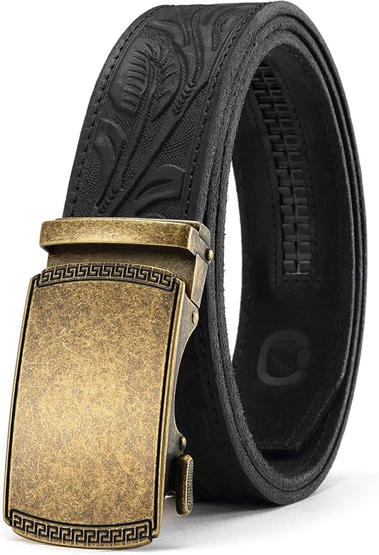 CHAOREN Mens Belt Leather Ratchet Belt - Customizable Fit, Effortless Style (35mm)