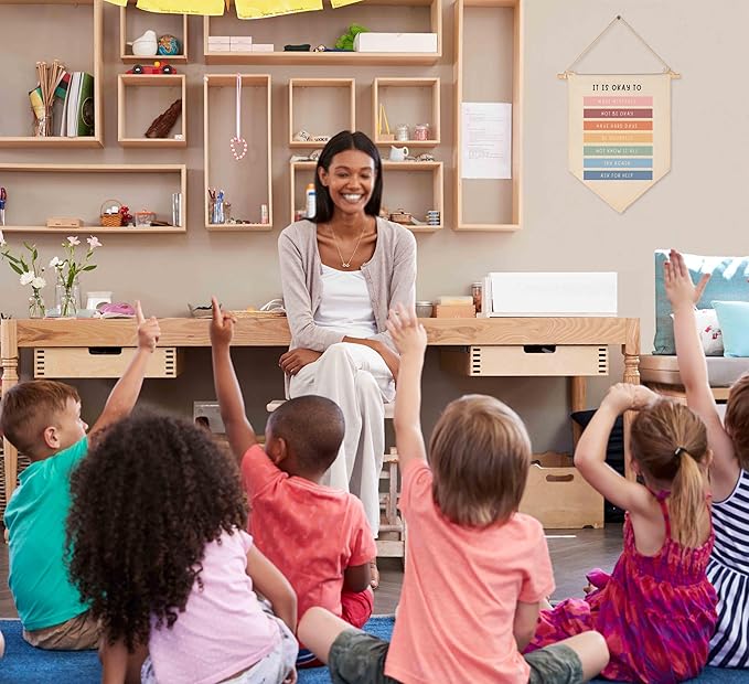 Classroom Quotes Decor-Classroom Educational Wall Art-Be Yourself-Flag Decor Gift for Kids,Boys,Girls - Banner Wall Sign Gifts for Teaching Room,Playroom,Bedroom,Front Door-It's Okay to Not be Okay