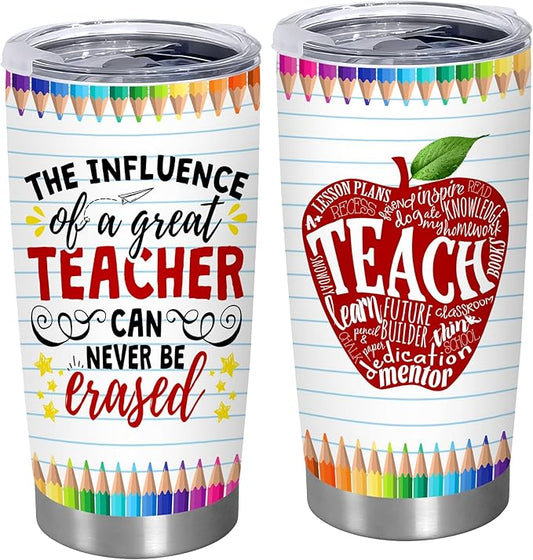 TEEZWONDER Christmas Teacher Gifts for Women - 20 oz Stainless Steel Insulated Coffee Tumbler with Lid - End of The Year Graduation Birthday Thank You Teacher Appreciation Gifts for Women Teachers