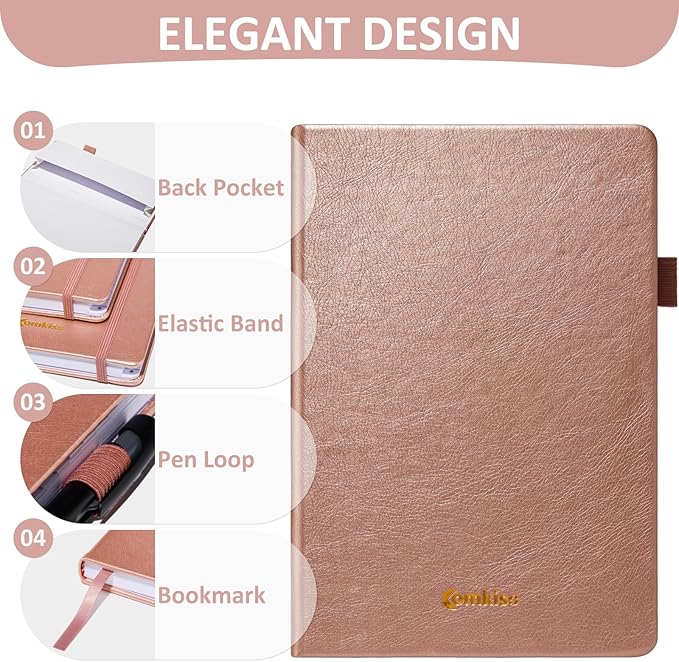 Address Book with Individual Alphabetical Tabs Laminated, Large Print Address Book with 468 Wide Lining Entry Spaces, Change of Address Labels, Hardcover Address Book 5.7 x 8.5" - Rose Gold