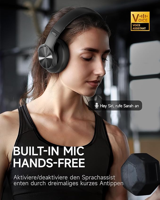 Picun B8 Bluetooth Headphones, 120H Playtime Headphone Wireless Bluetooth with 3 EQ Modes, Low Latency, Hands-Free Calls, Over Ear Headphones for Travel Home Office Cellphone PC Black