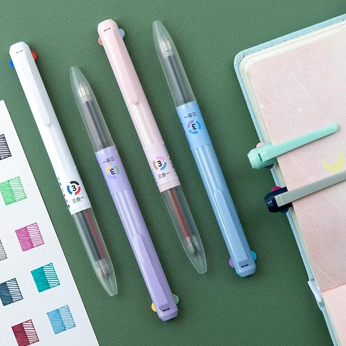 Woomer 3-in-1 Retractable Gel Pens 18 Colors - 0.5mm Fine Point Smooth Writing - Gel Ink Multicolor pens for Journaling Planner, 6 Count Nurse Pens for Journaling Home, Office, Note-taking, Teacher