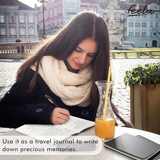 feela 16 Pack Soft Cover Journal Bulk, Lined Notebooks College Ruled for Work for Women Girl Writing, Blank Travel Journal Note Taking Notebook School Business Supplies, 8.2” x 5.5”, A5, Black