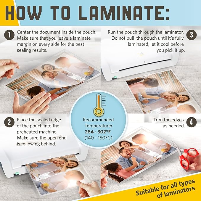 Thermal Laminating Pouches, 9 x 11.5 Inches, 5 Mil Thick, 20 Pack of Glossy Lamination Pouches, Fitted for Letter Size Laminating Sheets 8.5 x 11