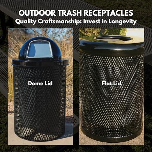 RFT-TXTLBL Heavy Duty Round Trash Receptacle with Flat Top, Liner Included, 32 Gallon, Textured Light Blue, Made in America