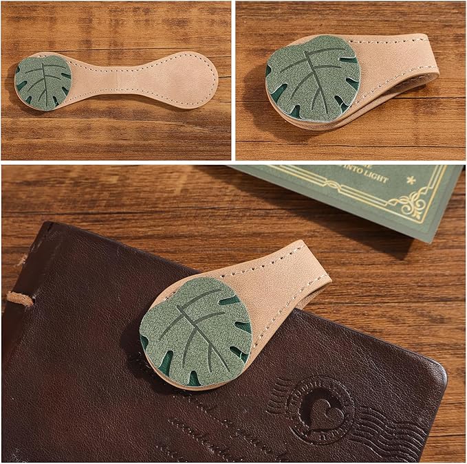 2PCS Vintage Magnetic Leather Bookmark, Leather Magnetic Bookmarks for Women, Magnetic PU Bookmarks Clip Book Accessories