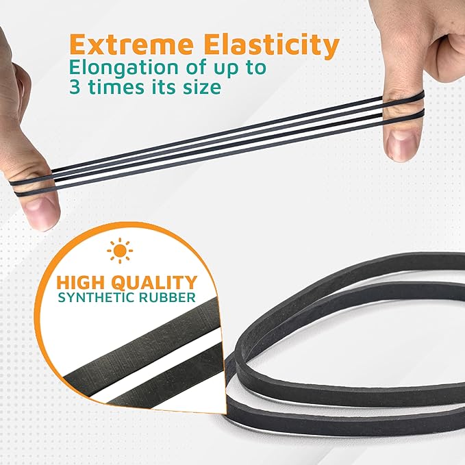 PlasticMill Black Rubber Bands Size 33 (3 1/2" x 1/8") - #33 Rubber Bands Office Supplies - Strong, Elastic Bands for Crafts, Balloon Garland, Cash, File Folders (1,000-Pack)