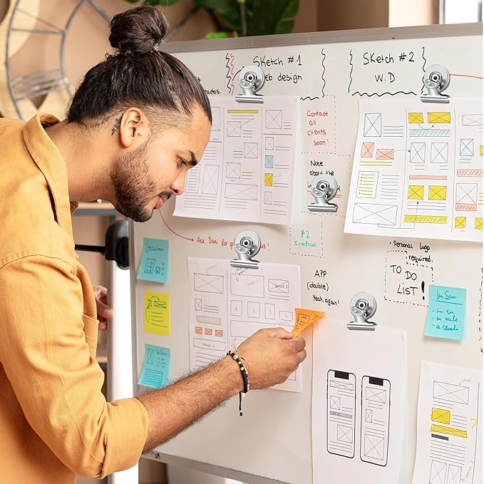 Grtard 12pack Fridge Magnets Refrigerator Magnets Magnetic Clips Heavy Duty Detailed List Display Paper Fasteners on Home& Office& Teaching Silver