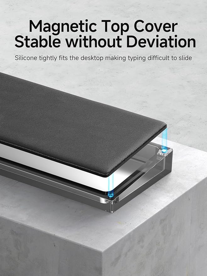 Hagibis Keyboard Wrist Rest Pad with Partition Storage Case, Magnetic Top Cover Ergonomic Soft Memory Foam, Anti-Slip Rubber Base for Computer Keyboard, Laptop, Office, Home (Black Magnetic)