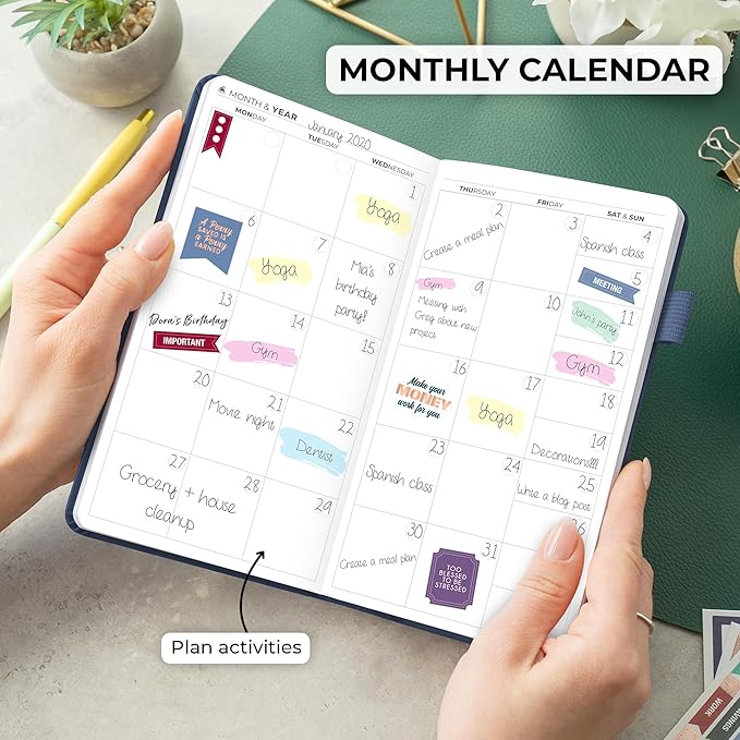Clever Fox Pocket Planner Weekly – Undated Monthly Goal Planner and Calendar, Mini Planner Perfect for Purse, 3.7x6.7" (Dark Blue)