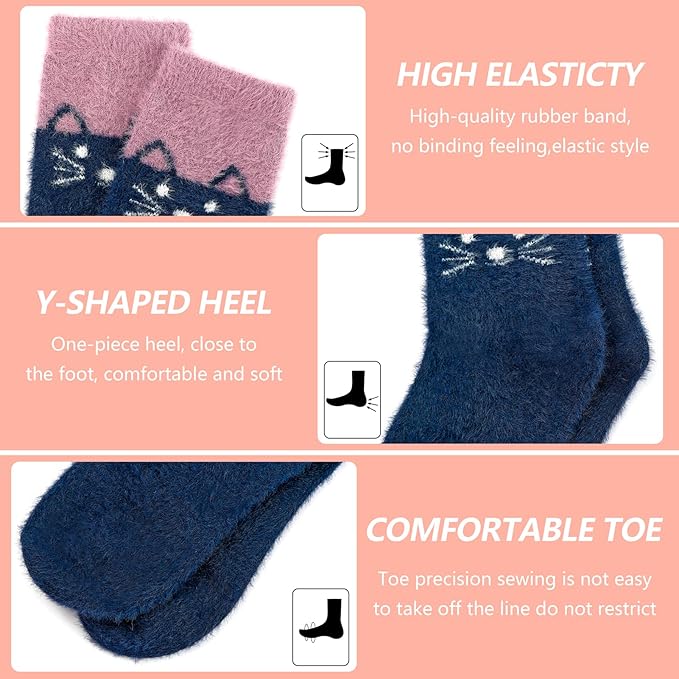 5 Pairs Fuzzy Soft Cozy Comfortable Socks for Women, Casual Sleep Comfy Socks, Perfect Warm Winter Gifts for Women