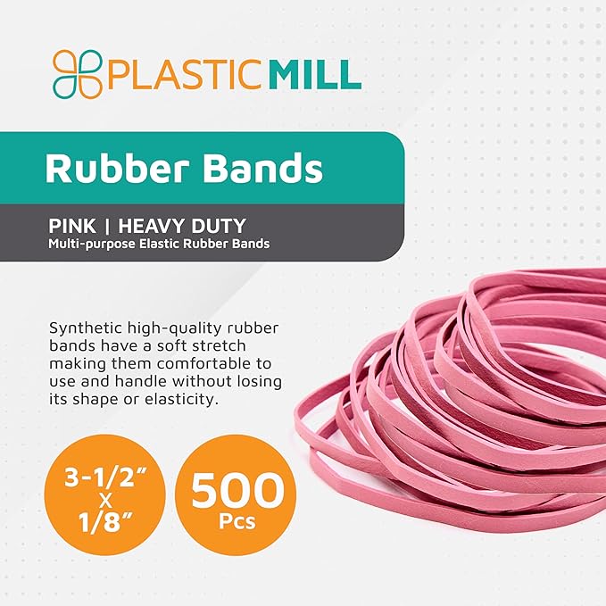 PlasticMill Rubber Bands - #33 Size - Pink Rubberbands - 1LB/500 Count